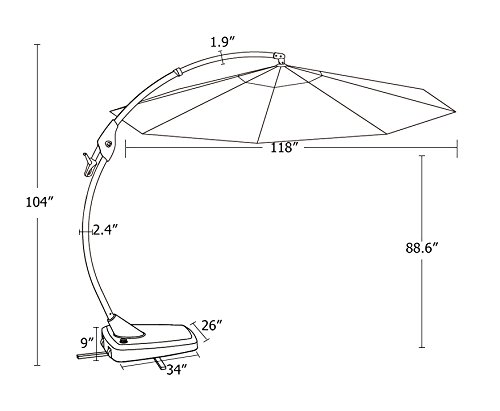 Grand Patio Deluxe 10 Ft Curvy Aluminum Offset Patio Umbrella Import It All