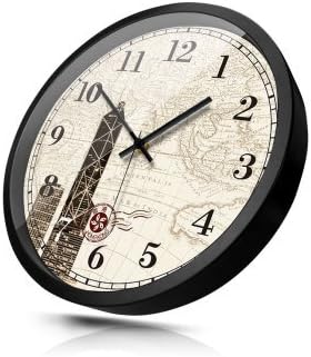 DIDADI Wall Clock Creative living room 12 mute" world time zone wall clock Thailand Grand Palace Hotel, the lobby reception quartz clock Metal Black, 14 inch (35 cm diameter), Victoria Harbor