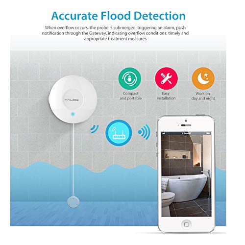 Haozee Zwave Plus Water Leak Sensor,Smart Flood Detector with Remote Probe Water Resistant