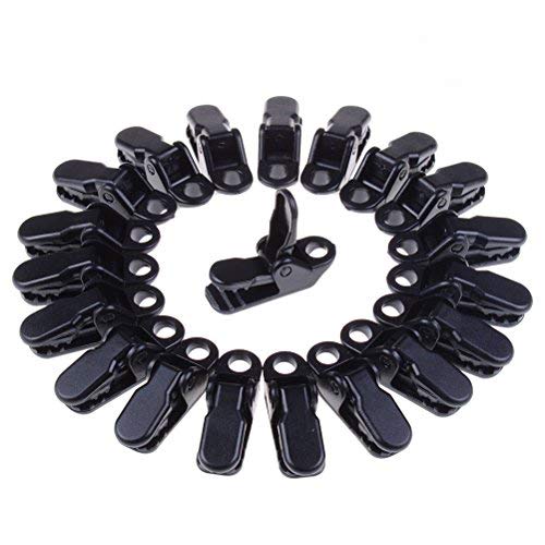7thLake 20 Pcs Small Crocodile Clamp Tarp Awning Clamp Set - Tarp Clips Black Trap Clips Jaw Tent Snaps Camping Clamp Clips Tent Tighten for Outdoors,Length is 33mm,Width is 10mm