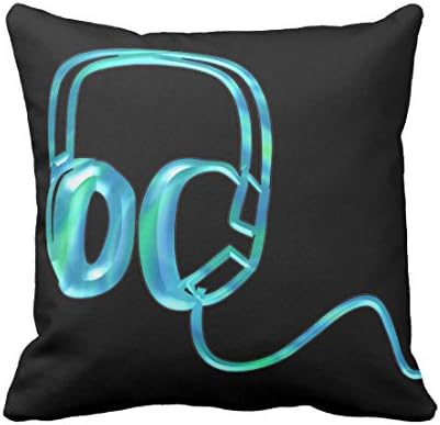 Justineit DJ Headphones Blue Pillow Cushion Registration Custom Zippered Pillowcase Pillow Cases Cover 16 X 16 Inch (twin Side)