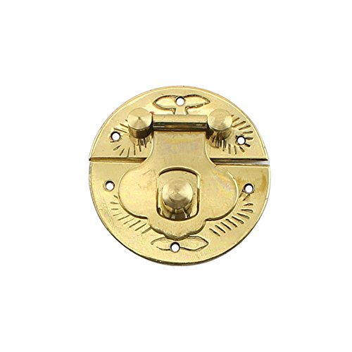 RZDEAL 1.18 Inches Small Round Brass Buckle Antique Hardware Furniture Accessory Decorative Wood Case Jewelry Box(DIY,Yellow)