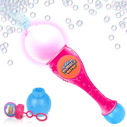 ArtCreativity Light Up Bubble Blower Wand - 13.5 Inch Illuminating Bubble Blower Wand with Thrilling LED Effect for Kids - Bubble Fluid and Batteries Included - Great Gift Idea, Party Favor - Pink