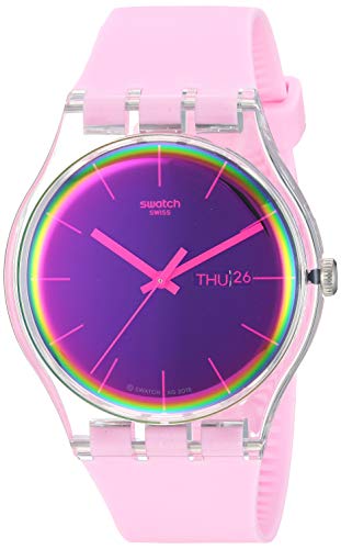 SWATCH TRANSFORMATION - CORREA DE SILICONA DE CUARZO ROSA 20 RELOJ CASUAL  (MODELO: SUOK710)