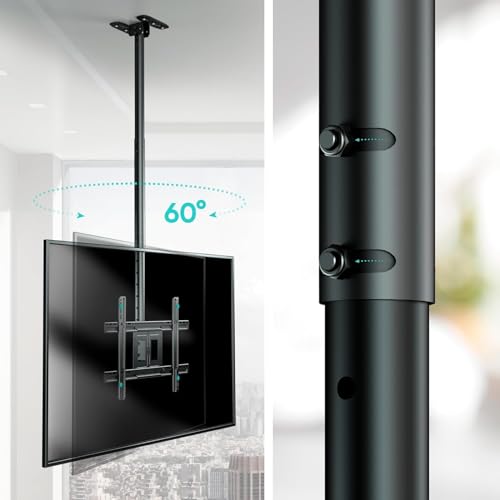 ETHU Ceiling TV Mount for 32-75 inch LCD LED 4K TVs, Flat or Curved TVs up to 150 lbs Full Motion TV Bracket with Swivel, Tilt, Max VESA 600x400mm