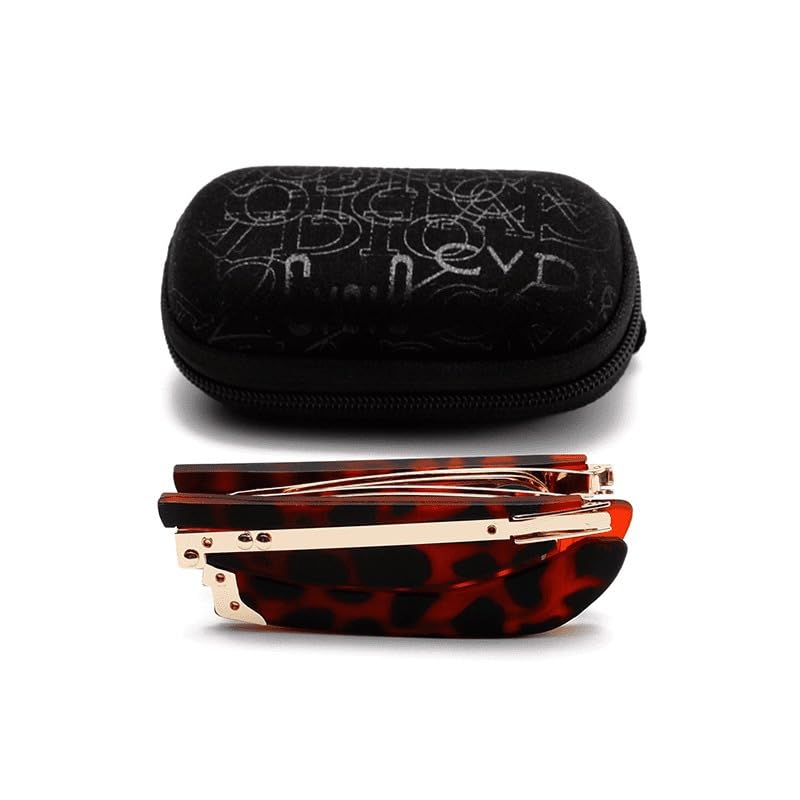 Aocesk Foldable Anti-Blue Light Reading Glasses with Case, Anti Eyestrain/Glare Computer Reading Glasses for Women Men (Brown, 1.5, x)