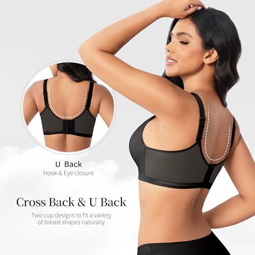 Zero Feel Bliss Women's Push-up Bra Without Underwire, Thin Cup Deep Neckline, Adjustable Wide Straps, Soft Breathable Invisible, Full Coverage with Support