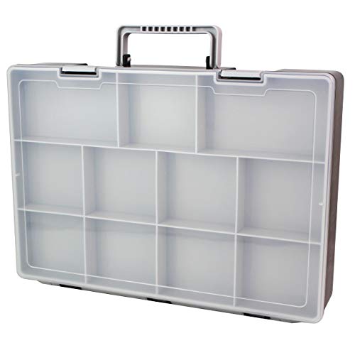 Bins & Things Plastic Organizer Box with Dividers (14.5 x 2.9 x 11 Inches) 30 Adjustable Compartments with Removable Tray for Craft Storage, Smart Parts and Hardware Organizer, Fishing Tackle Box