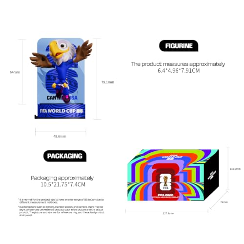 Sanyetral FIFA 2026 Copa Mundial Oficial Licenciada Conjunto de Figuritas de Mascotas de 3 con Caja de Exhibición (Zayu, Arce & Clutch), Figura de Modelo de Mercancía Oficial para Coleccionistas