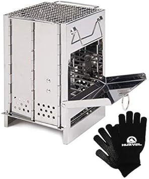 Amazon Huzvel ソロキャンプ用品 折り畳み式焚き火台 オリジナル手袋付き バーベキューコンロ 軽量コンパクト 430ステンレス製 Huzvel バーベキューコンロ 焚火台