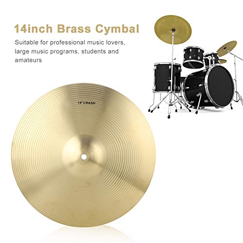 Cymbal, 14 inch Musical Brass Alloy Crash Ride Hi-Hat Drum Cymbals Instrument Accessory for Drum Set