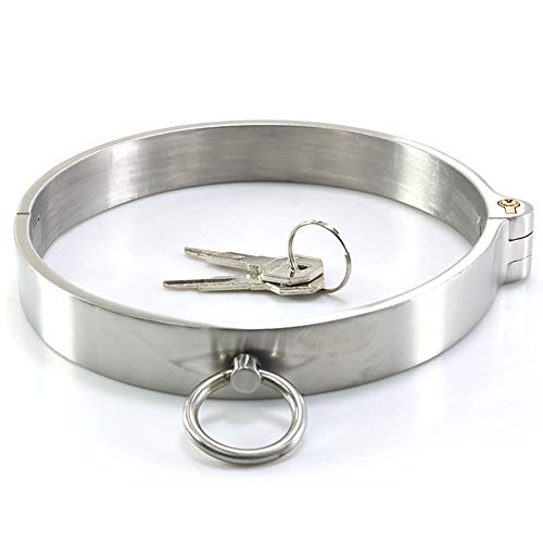 Adult Stainless Steel Neck Collar Cuff – BDSM Restraint Bondage Toys with Lock – Metal Fetish Toys with O Ring SM Sex Game Toys for Couples,Female
