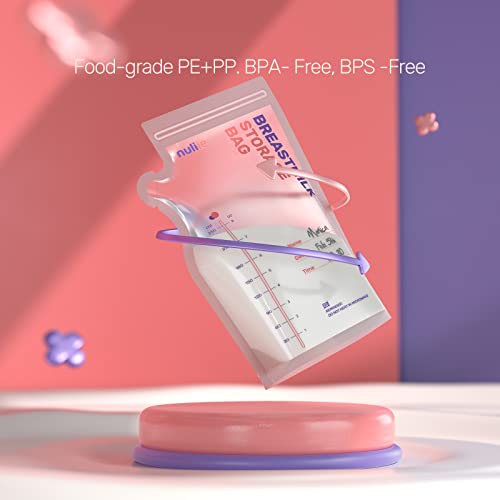 Nuliie 50 Pcs Breastmilk Storage Bags, 8 OZ Breast Milk Storing Bags