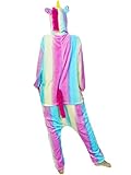 Adult Onesie Unicorn Pajamas for Women Kigurumi Animal Cosplay Halloween Costume, Rainbow Unicorn 2, S For Height 59