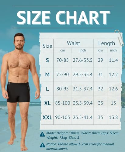 WHCREAT Men's Swim Trunks Quick Dry Boxer Shorts with Drawstring