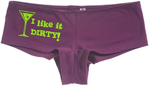 Kanughty Knickers Women's I Like It Dirty Martini Slut Hot Sexy Boyshort Currant/Lime Green