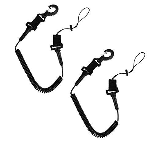 image for Prettyia 2Pcs Deluxe Spiral Coiled Elastic Dive Lanyard 150cm/59'' Ext
