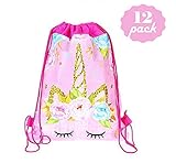 Unicorn Gift Bags Unicorn Party Favors Drawstring Bag for Kids Birthday Party,Unicorn Party Supplies and Baby Shower Pack of 12