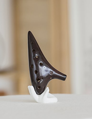”Joy of Wood Thrush” 12 Hole Alto C Ceramic Ocarina in Exquisite Craft (Smoked Coffee) - Thumbnail 3