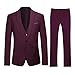 Men's Slim Fit 3 Piece Suit One Button Blazer Tux Vest & Trousers Dark Red
