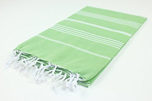 Turkish Towel Fouta Peshtemal Striped Beach Bath Spa Yoga Hammam Gym Pool Towel Wrap Pareo Sarong Authentic 100% Turkish Cotton Various Colors (Green)