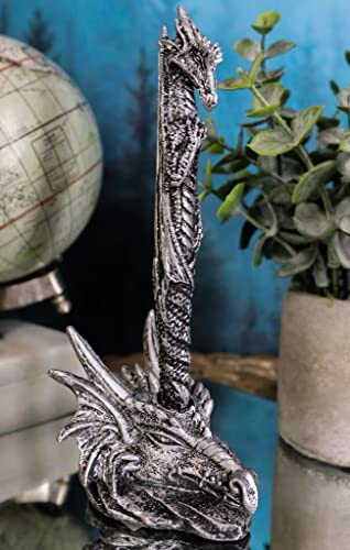 Ebros Gift Ink Of Fire Spirit Leviathan Pen With Dragon Head Base Holder Figurine 6.5