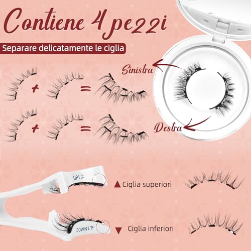 Higu Clace Ciglia Finte Magnetiche Con Applicatore, Non Richiedono Colla, Naturali E Realistiche, Facili Da Applicare E Rimuovere (Style-N8)