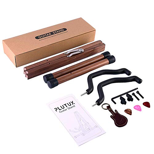 PlutuX Black Walnut Guitar Stand Acoustic Guitar Stand Folding A-Frame Electric Guitar Stand Floor Instrument Wooden Stand Classical Safe Stand Bass Guitars Hard Wood Holder