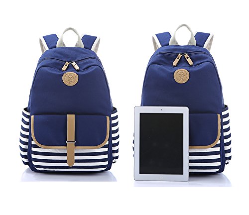 Canvas Laptop Bag Cute School Backpack College Bookbag Shoulder Daypack Casual Travel Bags for Teen Girls and Women