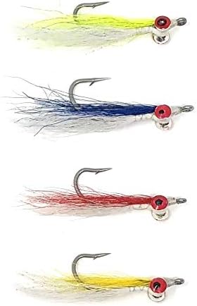Clouser Minnow Flies and Fly Box | Saltwater Flies and Baitfish Flies | Saltwater Fly Fishing and Surf Fly Fishing | 4 Colors 3 Sizes | Saltwater Flies for Fly Fishing