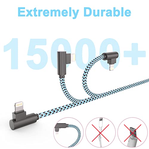 iPhone Charger Cord 10 ft Lightning Cable 90 Degree 3 Pack iPhone Charging Cable Long iPhone 11 Charger 10ft [Apple Certified] Nylon Braided for 13 mini/13/12/11 Pro MAX/XR/XS/8/7/Plus/6S/SE/iPad