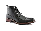 Ferro Aldo MFA-806278 Men's Black Lace up Wing Tip Perforated Dress Ankle Boot (10.5)
