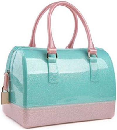 Small Ants The New Medium Jelly Bags Of Candy Color Transparent Crystal Handbag Handbag Women's Package (Green And Pink)