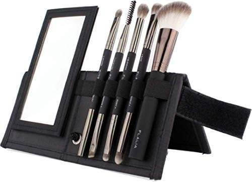 DUALIST Travel Makeup Brush Mirror Set Professional Kabuki Makeup Kit, Cosmetics Foundation Blending Blush Eyeliner Face Powder Brush Makeup Brush Kit