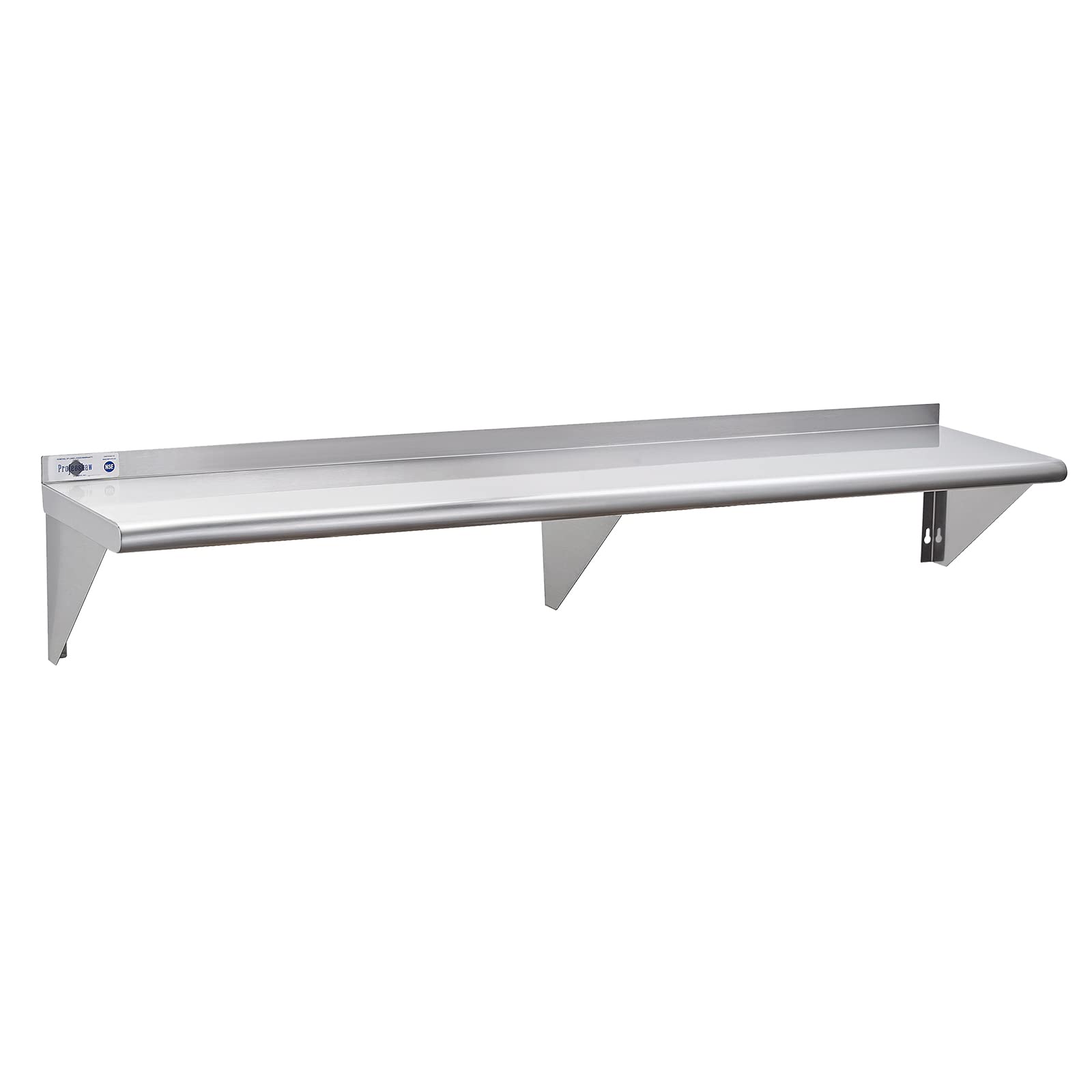Photo 1 of Profeeshaw NSF Stainless Steel Shelf 14” x 72”, 450 lb Commercial Shelves Wall Mounted Metal Shelving with Backsplash and 2 Brackets for Restaurant, Bar, Utility Room, Kitchen and Garage