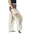 Lannaclothesdesign Women's Smocked Waist Peacock Print Harem Pants Hippie Bohemian Style
