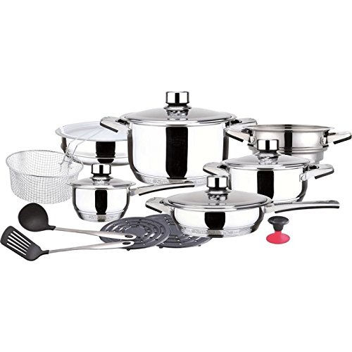 Jogo de panelas em aço inox 19 peças