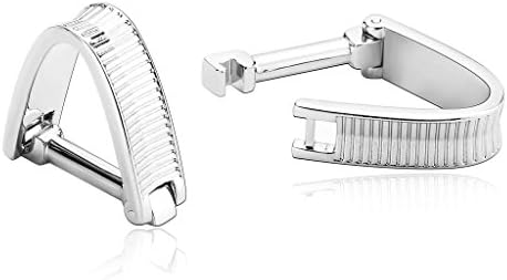 AnaZoz Jewelry Stainless Steel Mens 1 Pair Cufflinks Style Ribbed Wrap V Shape Silver Men's Cuff Links