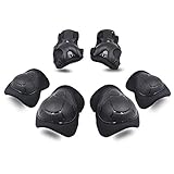 Kids Protective Gear SKL Knee Pads for Kids Knee and Elbow Pads with Wrist Guards 3 in 1 for Skating Cycling Bike Rollerblading Scooter (Black, [Upgraded Version 3.0])