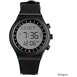 Hitopin Islamic Digital Azan Watch Black color for all Muslim Azan Prayer Watch for Muslim clock Azan Clock with Nice Package HP--6506 BW