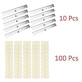 Candle wick sticker (100 pcs) and Metal Candle Wick holder bar (10 pcs) Bundle- Kare & Kind® retail packaging (wick holder bar plus wick sticker, Silver)