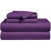 Minor Monkey 100% Egyptian Cotton Queen Size Sheets - 1000 Thread Count 4 Piece Bedsheet Set Soft Breathable & Cooling Sheets for Queen Size Bed - Elasticized 16" Deep Pocket Sheet Set (Plum)