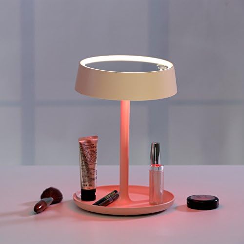 Yagu LED Lighted Makeup Vanity Mirror, Touchscreen, Seven Color Lights, Bedside Table Lamp, Rechargeable (White)