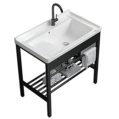 Freestanding Laundry Utility Sink, 28.3" × 19" × 32.3" Ceramic Utility