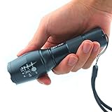 Bon Venu Super Bright Portable CREE LED Tactical Flashlight Zoomable Rainproof Water Resistant Lighting Lamp Torch - Adjustable Focus Rechargeable Battery For Outdoor Camping Hiking Emergency