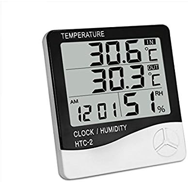 Star Home Monitor Indoor Outdoor Meter Digital Temperature Humidity Thermometer with Alarm Clock Date White