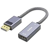 DisplayPort to HDMI, Benfei 4K DP to HDMI Adapter Compatible with HP, ThinkPad, AMD, NVIDIA, Desktop and More - Male to Female, Space Grey