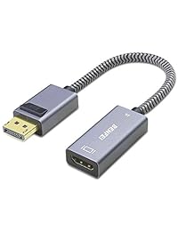 Benfei - Adaptador de DisplayPort a HDMI 4K (conector HDMI a conector HDMI macho a hembra, compatible con HP, ThinkPad, AMD, NVIDIA, Desktop y más), color gris