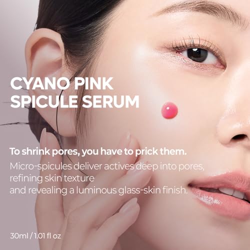 Dr.Melaxin Cyano Pink Spicule Serum with Vitamin B12, Liquid Microneedle Facial Treatment for Enlarged Pores, Niacinamide for Texture Refining & Renewal, 1.01 fl.oz