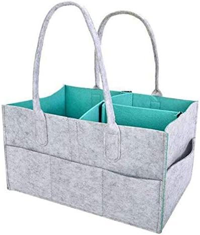 Diaper Organiser, XGZ Nappy Changing Storage Bag Foldable Felt Diaper Caddy Storage Bin for Home Car Travel,with Multi Pockets and Changeable Compartments … (g1_Green)